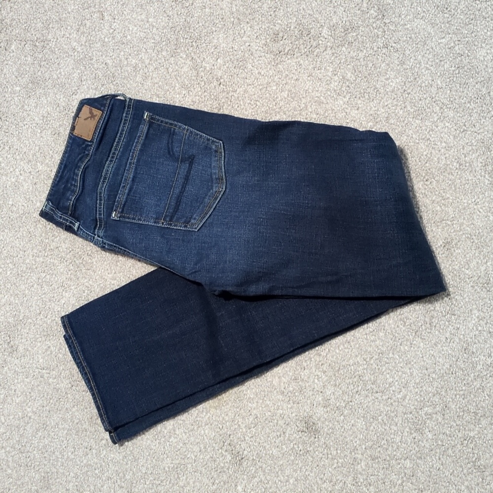 American Eagle Outfitters Dark Blue Straight Jeans Size 4 Long
